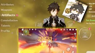 Zhongli without artifacts damage Test | Genshin impact