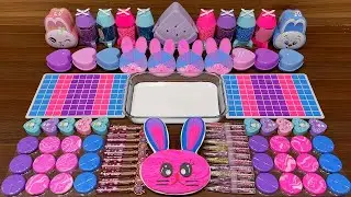 GALAXY RABBITS I Mixing random into Glossy Slime I Relaxing slime videos