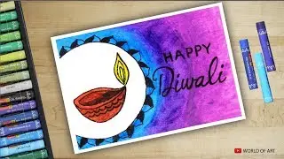 Diwali Diya Drawing with Oil Pastel | Happy Diwali drawing easy