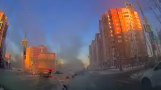 Движение на автомобиле по улицам города Тюмени с центра на Мыс