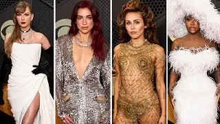 Miley Cyrus and Taylor Swift Grammy 2024 Red Carpet Outfits