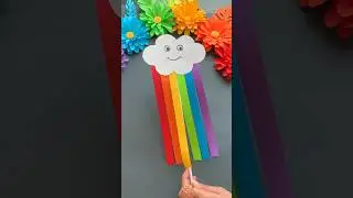 Easy way to make paper cloud with rainbow 