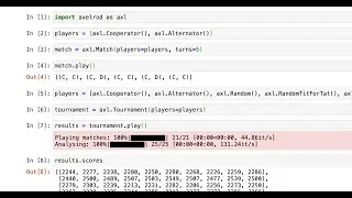 Using Python to study the Iterated Prisoners Dilemma with the Axelrod library.