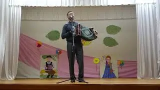 Гармонист Сергей Семёнов, гармонист Геннадий Голубев. Праздник Благовещения в с. Волокославинское