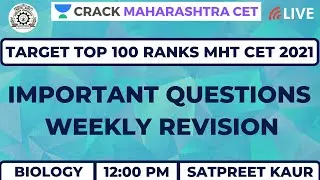 Important Questions Weekly Revision | Biology | Target MHT CET 2020-2021 | Satpreet Kaur