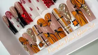 PUMPKIN PATCH GLAM NAILS 🎃🍂| How to make Trendy Fall Nails STEP BY STEP
