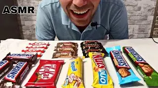 ASMR CHOCOLATE CANDY BARS *LEFTOVER CHOCOLATE* (KINDER, SNICKERS, TWIX, KITKAT, MARS) Eating Sounds