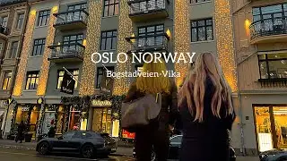 OSLO NORWAY, Virtual Walking Tour🇧🇻 Walking In Christmas Street Bogstadveien-Vika 4K/60ftp