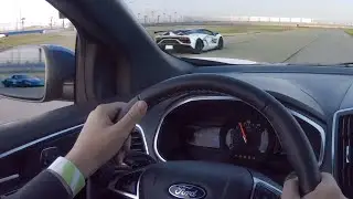 Corvette Loses Control Trying To Chase Aventador SVJ and Ford Edge ST