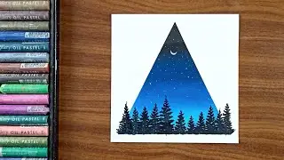 Night drawing | Oil pastel drawing for beginners | Nature drawing