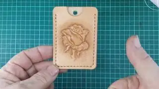 Шьем из кожи. Тиснение рисунка на коже. Роза на картхолдере