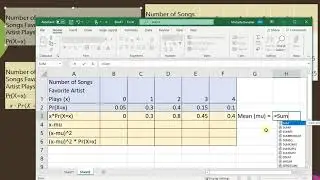 Use Excel to Find the Mean, Variance, and Standard Deviation of a Discrete Random Variable