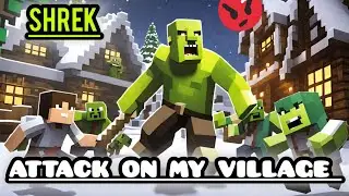 Shrek attacked on my village in Minecraft || Minecraft Christmas day || #shorts #viral