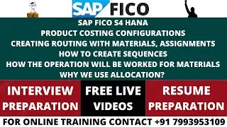 SAP CO S4 HANA PRODUCT COSTING, CREATE ROUTING WITH MATERIALS,  FOR TRAINING CONTACT +91 7993953109