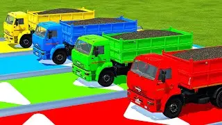 LOAD SUNFLOWER AND TRANSPORT WITH KAMAZ TRUCKS - Farming Simulator 22