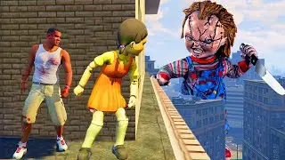 Franklin play HIDE AND KILL with Squid Game Doll & CHUCKY In GTA 5...