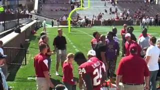 Landry Jones and Travis Lewis after 2011 red white game.
