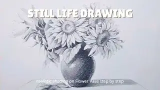 How to Draw A Realistic Flower Vase in Pencil | Sunflower Drawing | step by step
