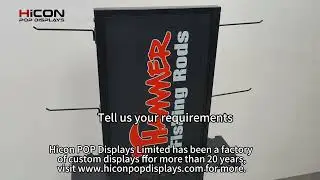 fishing rod display with logo made by Hicon 