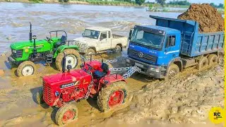 Tractor auto rickshaw truck muddy accident pulling out jcb truck l JCB Truck cartoon 