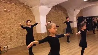 The lessons of lezginka. A group of children.