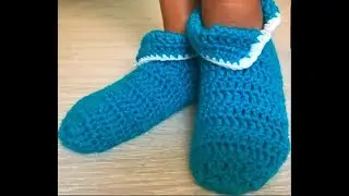 Простые легкие домашние тапочки Следки носки сапожки крючком crochet socks