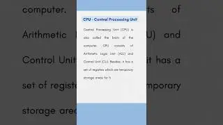 What is CPU (Control Processing Unit) | Computer Fundamentals |