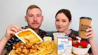 МУКБАНГ ЛАЗАНЬЯ КУРИНЫЕ КРЫЛЫШКИ КАРТОШКА ФРИ КЛУБНИКА ЧЕРЕШНЯ ответы на вопросы MUKBANG LASAGNA