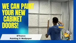 Spraying new cabinet doors