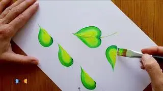 One stroke painting. Day 1. How to draw leaves