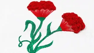 Hand Embroidery: Carnation Flower Embroidery Step by Step