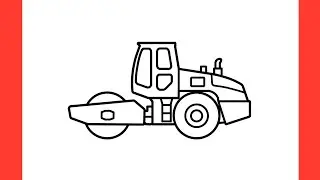 How to draw a ROAD ROLLER step by step / drawing truck easy