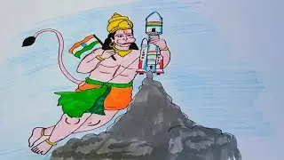 Hanuman Ji Helping The Launch Of #Chandrayan3 || Independence Day Drawing 🚀🇮🇳