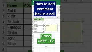Add comment in a cell  #interview #excel #exceljobinterview #exceltips #exceltech #job #yt #ytshorts