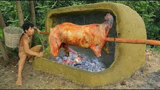 survival in the rainforest - cook sheep - This meat is very delicious