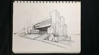 Perspectiva a dos puntos de fuga | dibujo arquitectónico