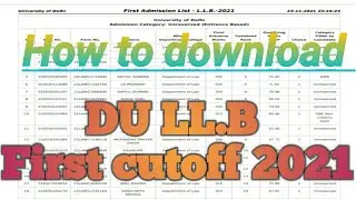 Du LLB first cut off 2021|DU LLB cutoff 2021| DU LLB first merit list 2021