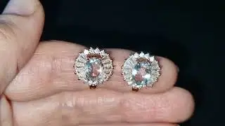 Серебряные серьги с аквамарином (розовая позолота)