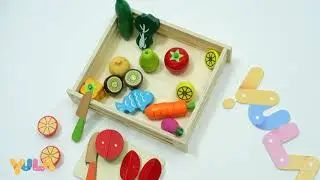 Yula Kids- CUT & PEEL WOODEN FRUIT & VEGGY KITCHEN PLAY