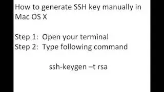 How to generate manually your SSH key in Mac OS X