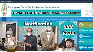 TSPSC AE JTO Other Recruitment Notification 2022 Vacancy 833 