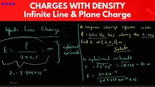 Charges with Density. Infinite and Plane Line Charges in Electrostatic. Explanation with Examples