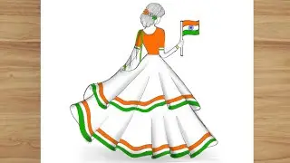 Independence Day Drawing Easy Steps | How To Draw 15 August Drawing Easy Steps | Girl Drawing | Art