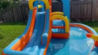 JOYMOR 5-In-1 Inflatable Bounce Water Slide Park Playhouse With Air Blower