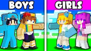 BOYS vs GIRLS STATUE House Battle In Minecraft!