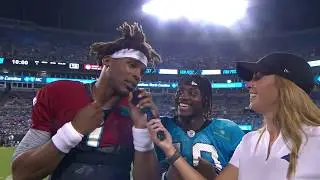 Cam Newton and Curtis Samuel dancing to 