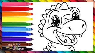 How to Draw a Dinosaur 🦕 Draw and Color a Cute Dinosaur 🦕🌈 Drawings for Kids
