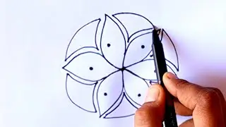 बहोत ही आसान तरीका बिन्दुओ से रंगोली डिज़ाइन बनाने का //Easy Rangoli From 3 x2 Dots//Daily  Muggulu//