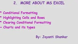 2. More about MS Excel || Class 7 || CBSE