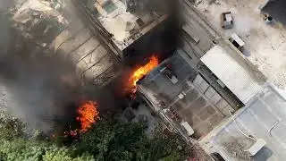 שריפה בזמן אמת - תיעוד רחפן.
